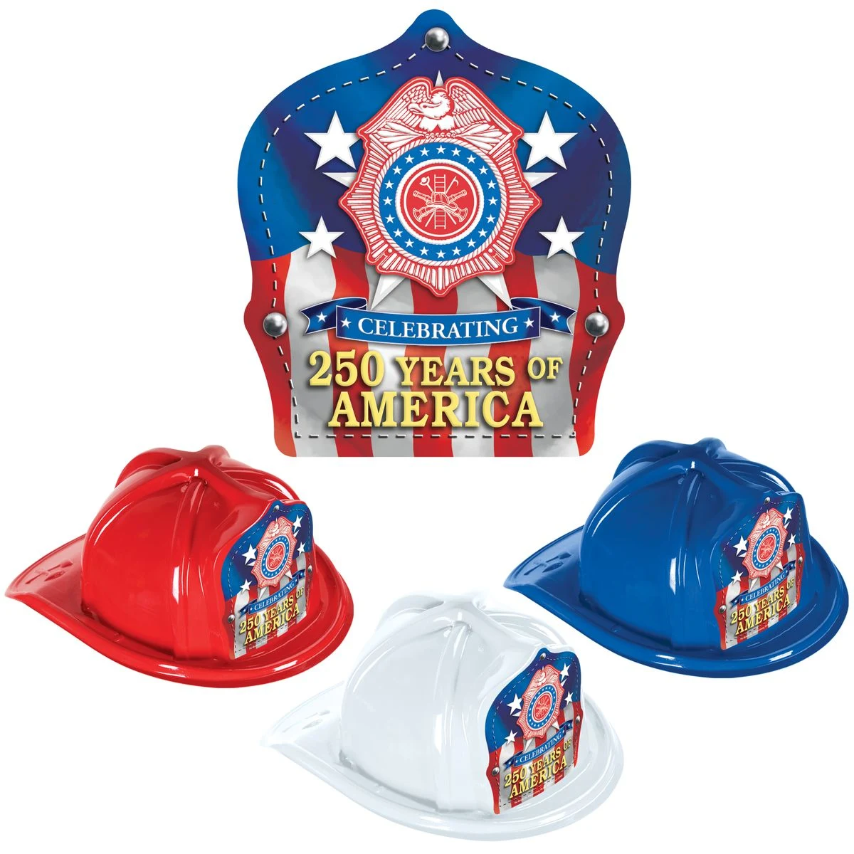 250th Anniversary Stock Plastic Fire Hats 1