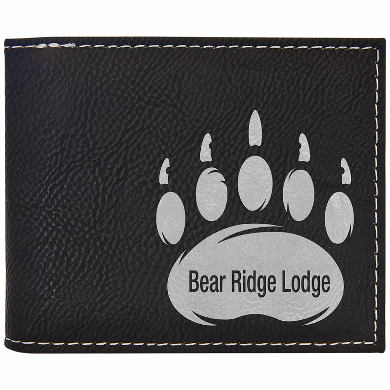 Black/Silver Leatherette Bi-Fold Wallet w/ Flip ID Display