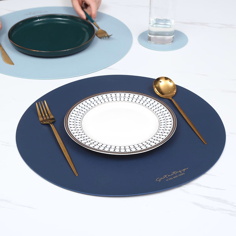 Round Leather Placemat Dining Mat