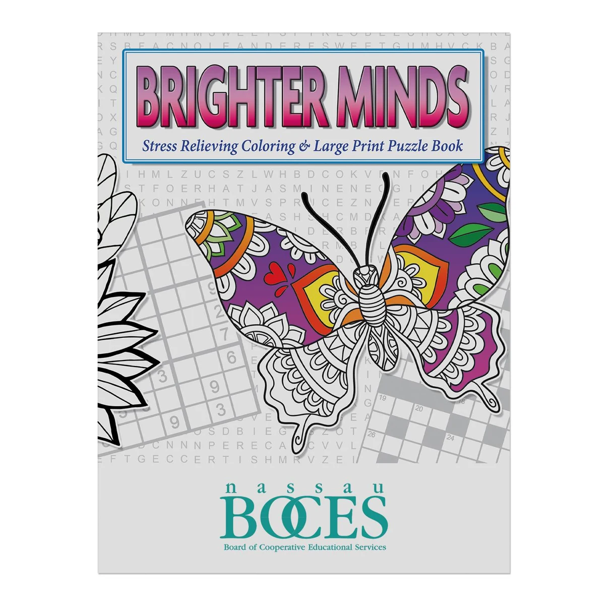 Brighter Minds Stress Relieving Coloring & Large Print Puzzle Book 1