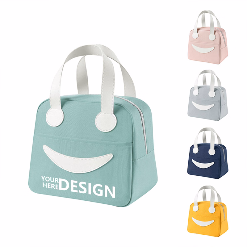 Smiley Face Oxford Cloth Insulated Tote Bag