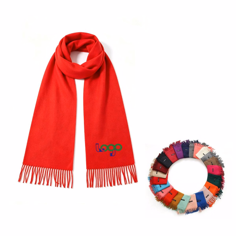 Classic Double-Sided Cashmere-Feel Winter Scarf with Tassels
