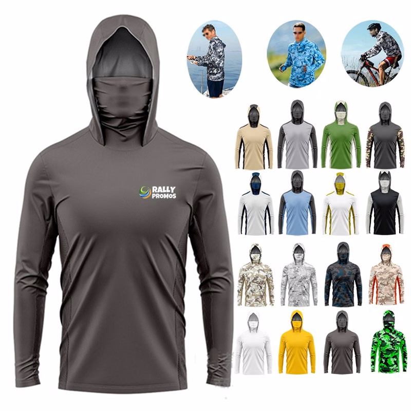 UPF 50+Men's Long Sleeved Mask Hooded Fishing Suit