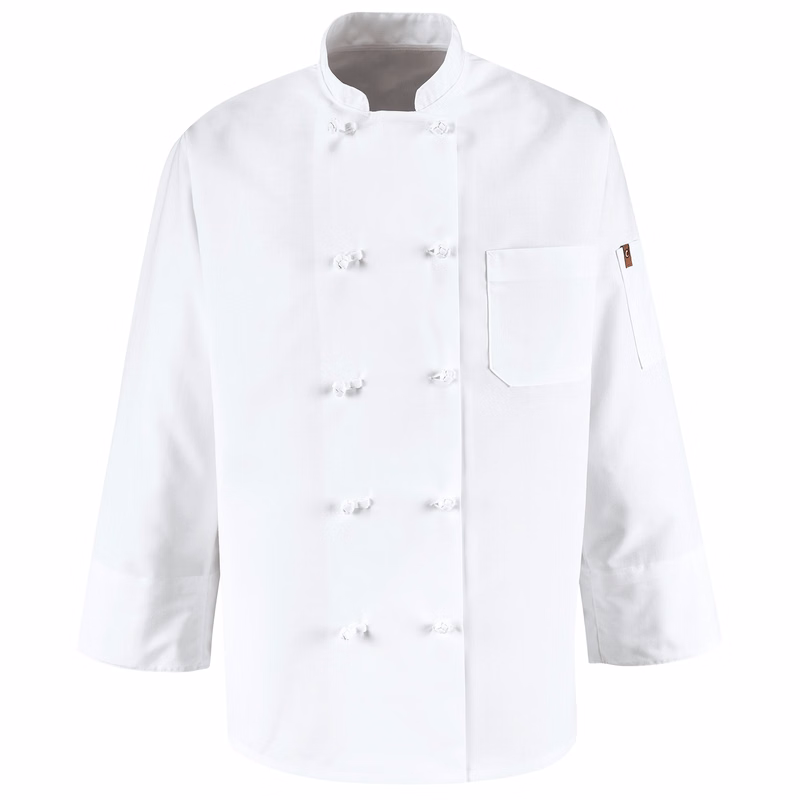 Red Kap® Ten Knot Button Chef Coat with Thermometer Pocket