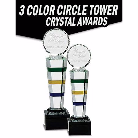 Crystal: 11.5" 3-color Column with Circle Facet on