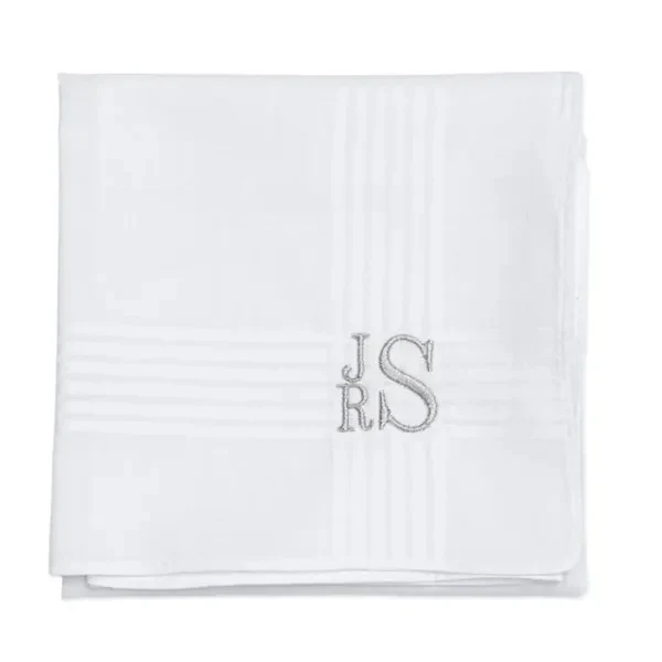 Custom 15.75 Inch Pure Cotton Gentleman Handkerchief Striped Edge — Classic Accessory 1