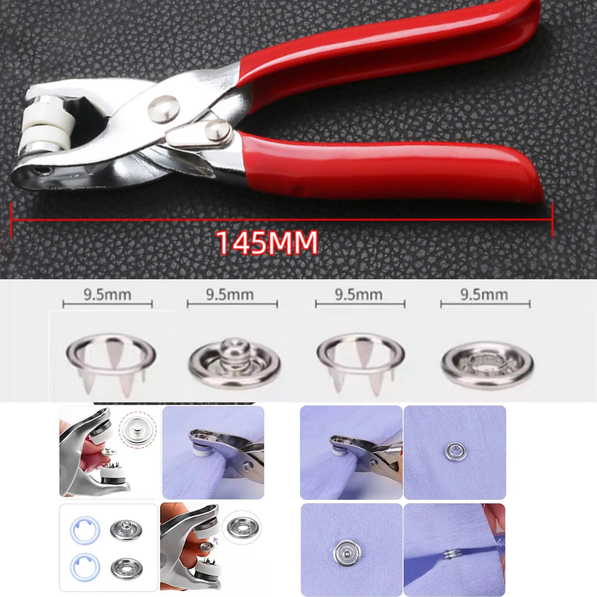 200 Sets Snap Fasteners Kit Tool 1
