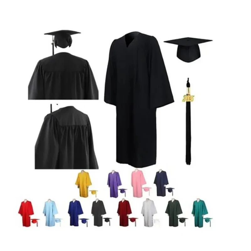 Matte Graduation Gown Cap Tassel Set 1