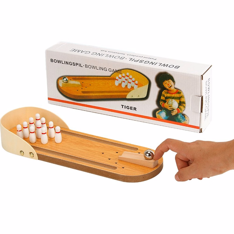 Wooden Mini Bowling Game Set with Lane