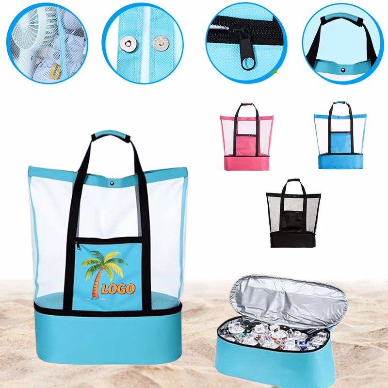 Bag with Cooler Mesh Beach Tote for Travel