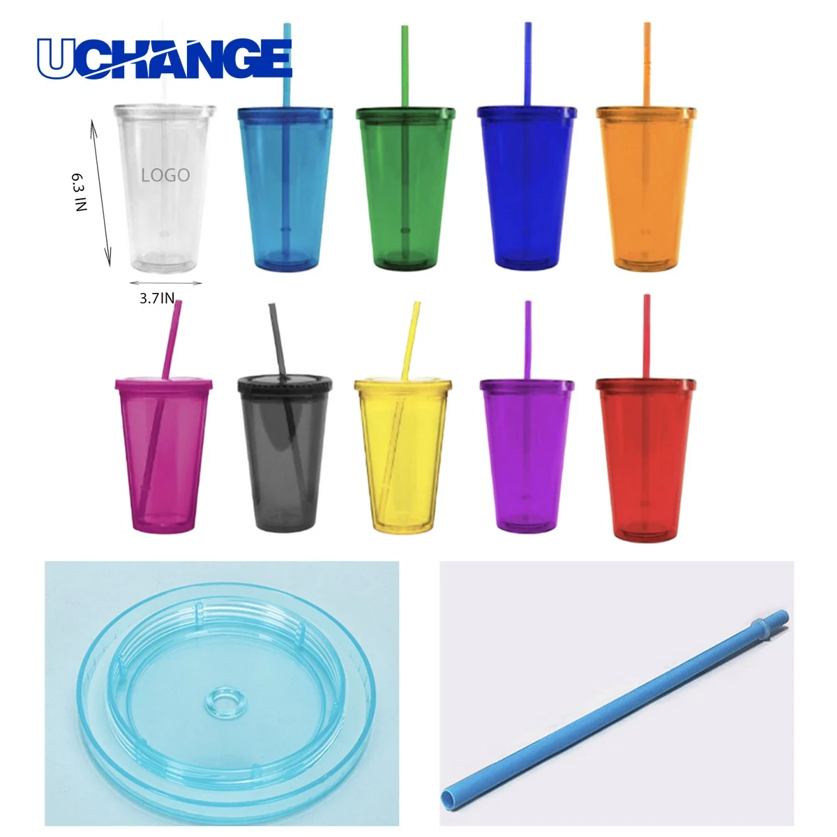 Versatile Transparent Plastic Straw Cup Container (16oz) 1