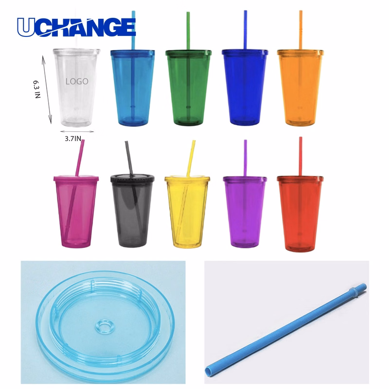 Versatile Transparent Plastic Straw Cup Container (16oz)