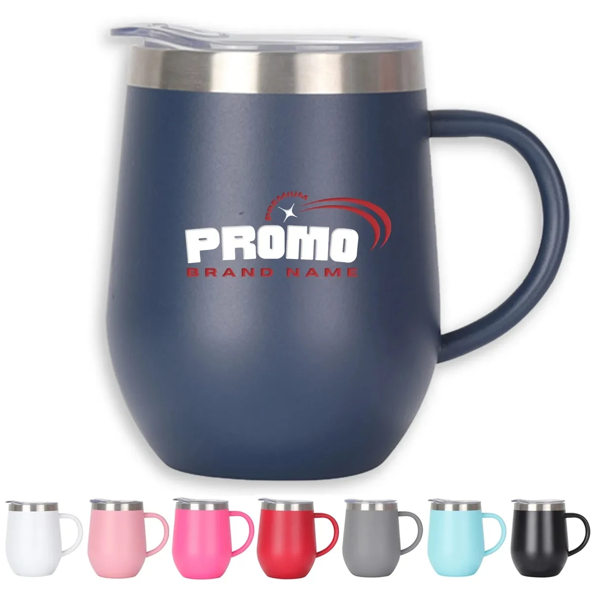 12oz. Insulated Double Wall Vacuum Coffee Mug W/ Handle Lid 1