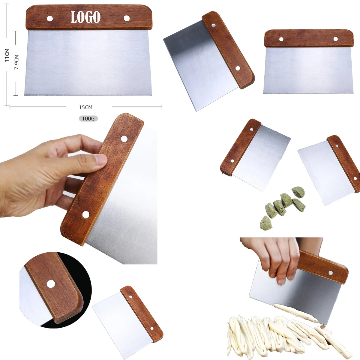 Stainless Steel Wooden Handle Dough Cutter 1