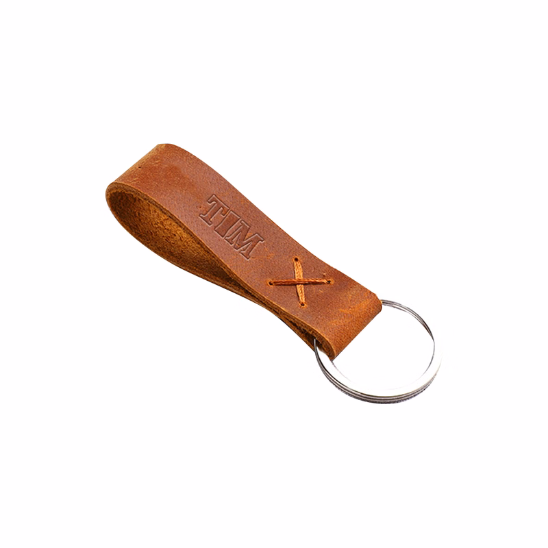 Custom Hand-Stitched Crazy Horse Leather Key Chain