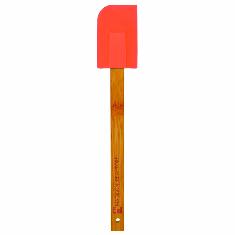 11" Red Silicone Spatula w/ Bamboo Handle