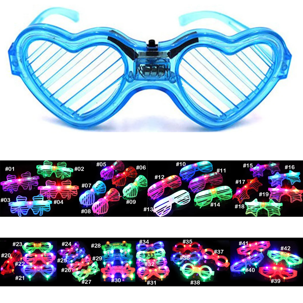 Fashion Heart Shaped Decorative Light up Glasses 1