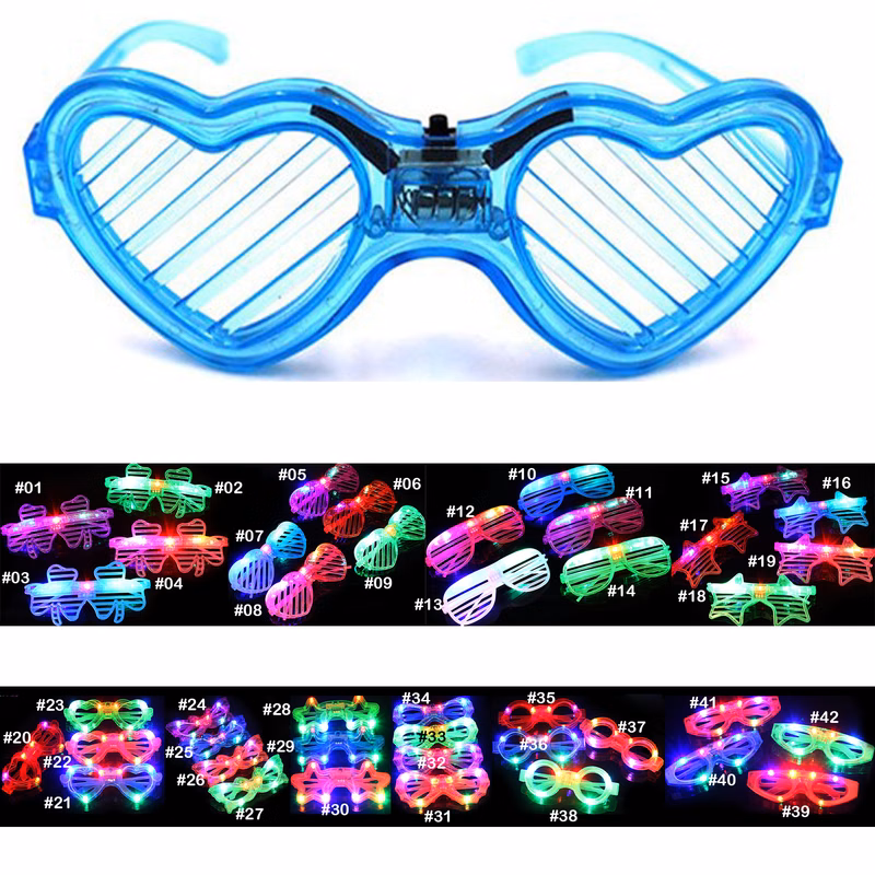 Fashion Heart Shaped Decorative Light up Glasses