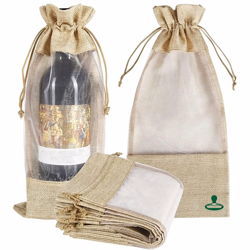 Burlap Wine Bag