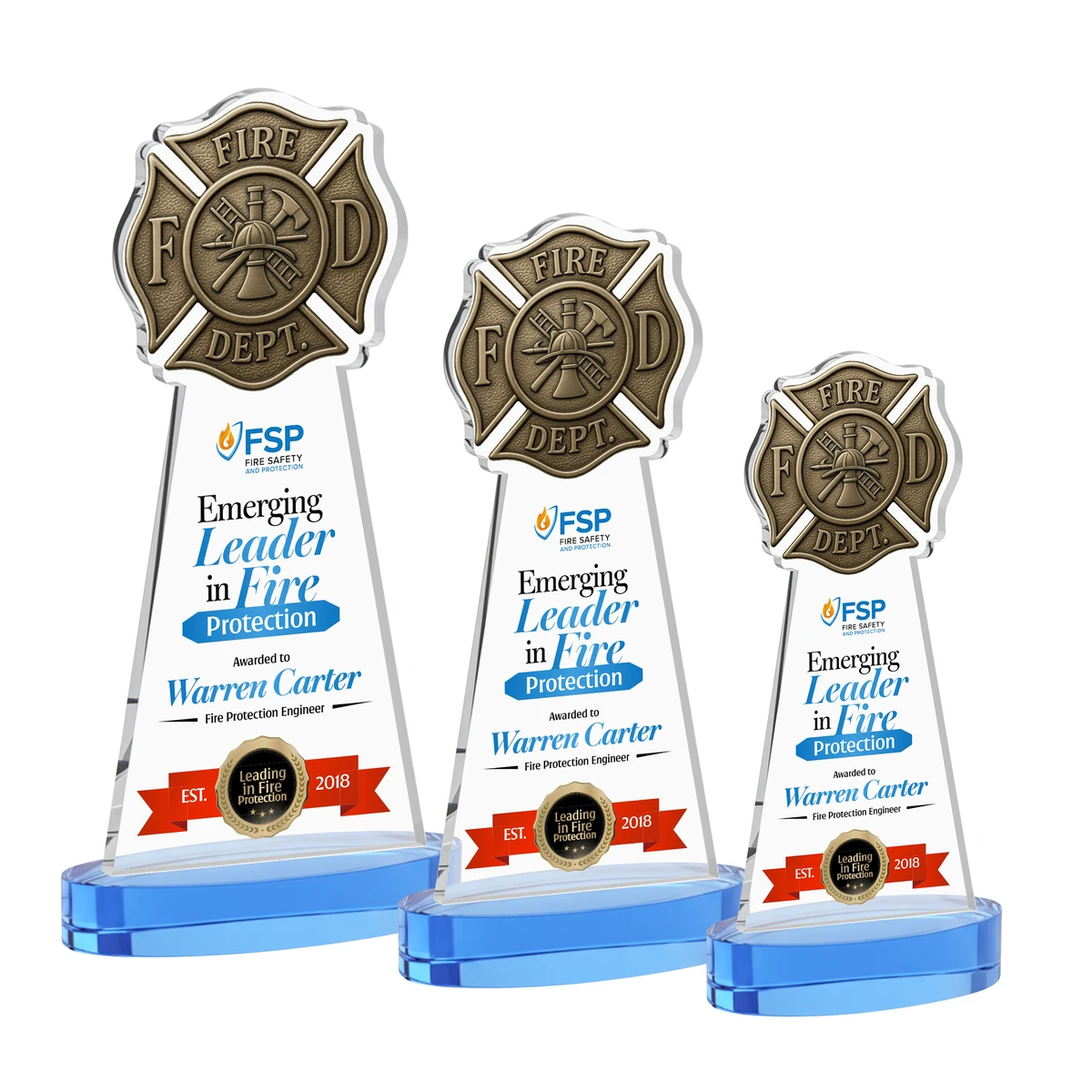 Fire Dept VividPrint™ Award on Alberton Base - Sky Blue 1