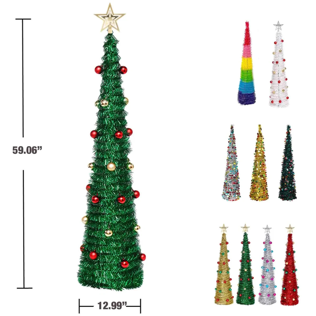 Large Star Sequins Collapsible Tinsel Christmas Tree 1