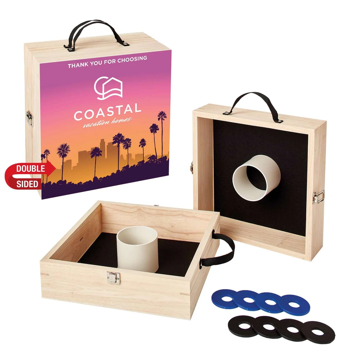 Washer Toss Game Double-Sided, 4 Black & 4 Royal Washers 1