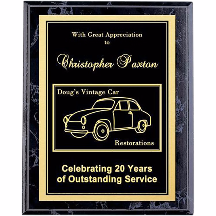 USA Black Marbled Finish Double Plate Engraved Award Plaque