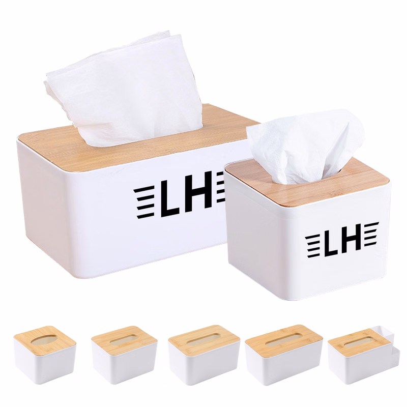 Desktop Tissue Box with Wood Cover