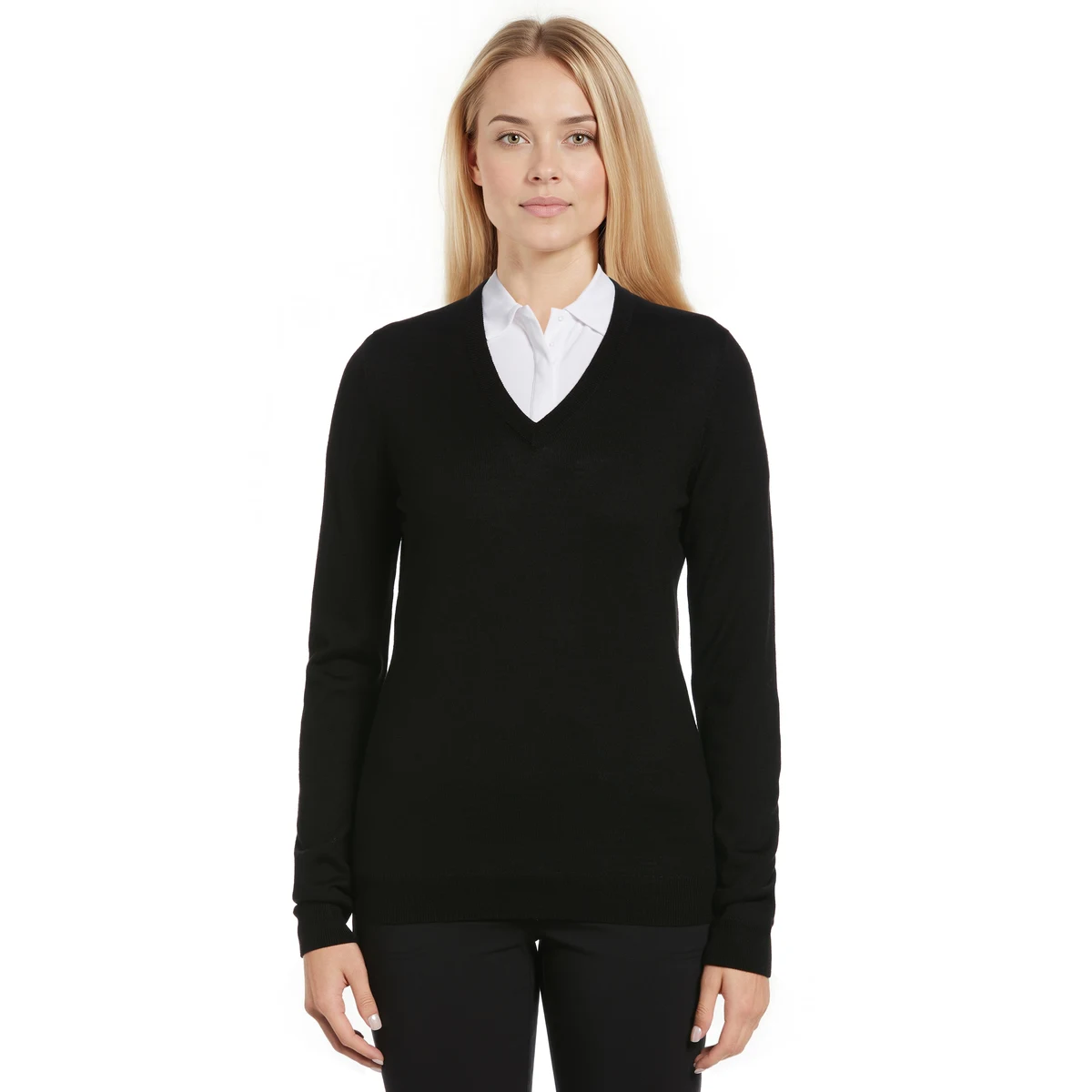 Women's Long Sleeve V-Neck Sweater 1