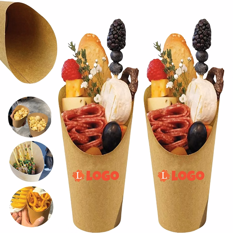 12 Oz Disposable Brown Paper Ice Cream Cone Cup