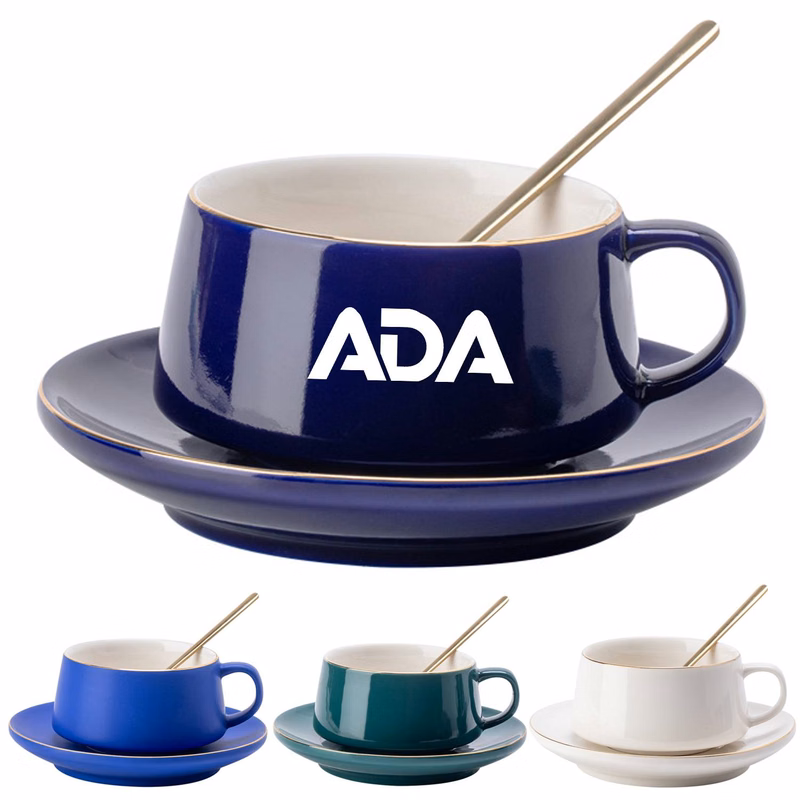 10oz Ceramic Coffee Mug Set w/ Spoon