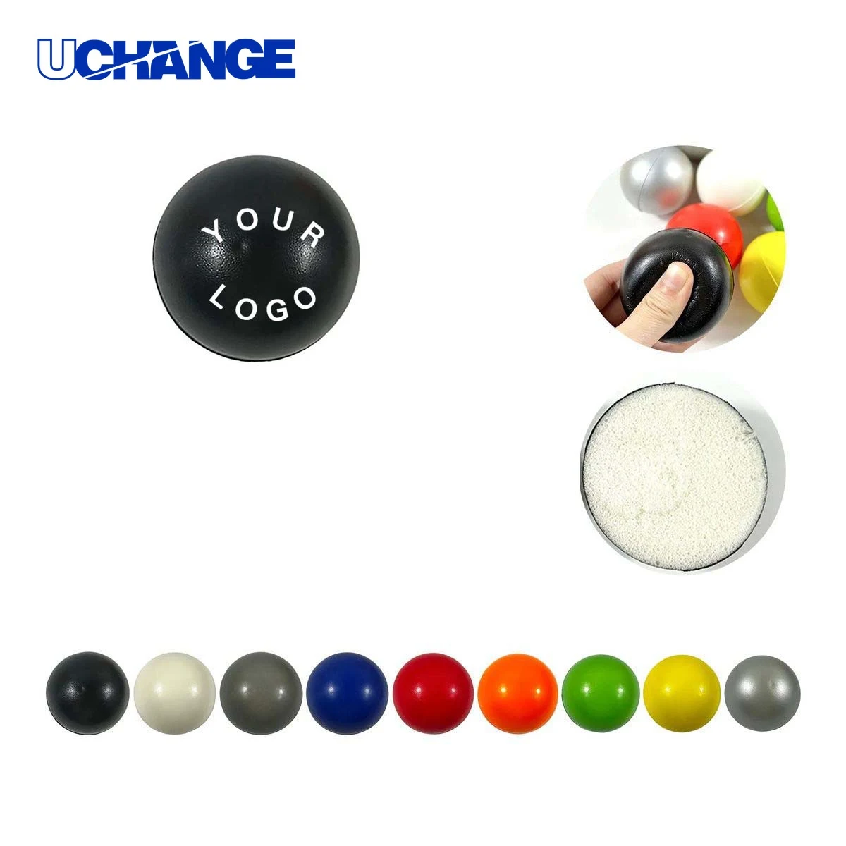 Round PU Foam Stress Ball Squeeze Toy 2.37 Inch 1