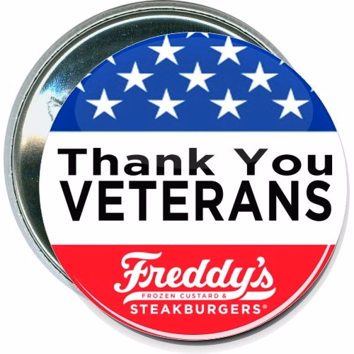 Thank You Veterans, Freddy's, Military Button
