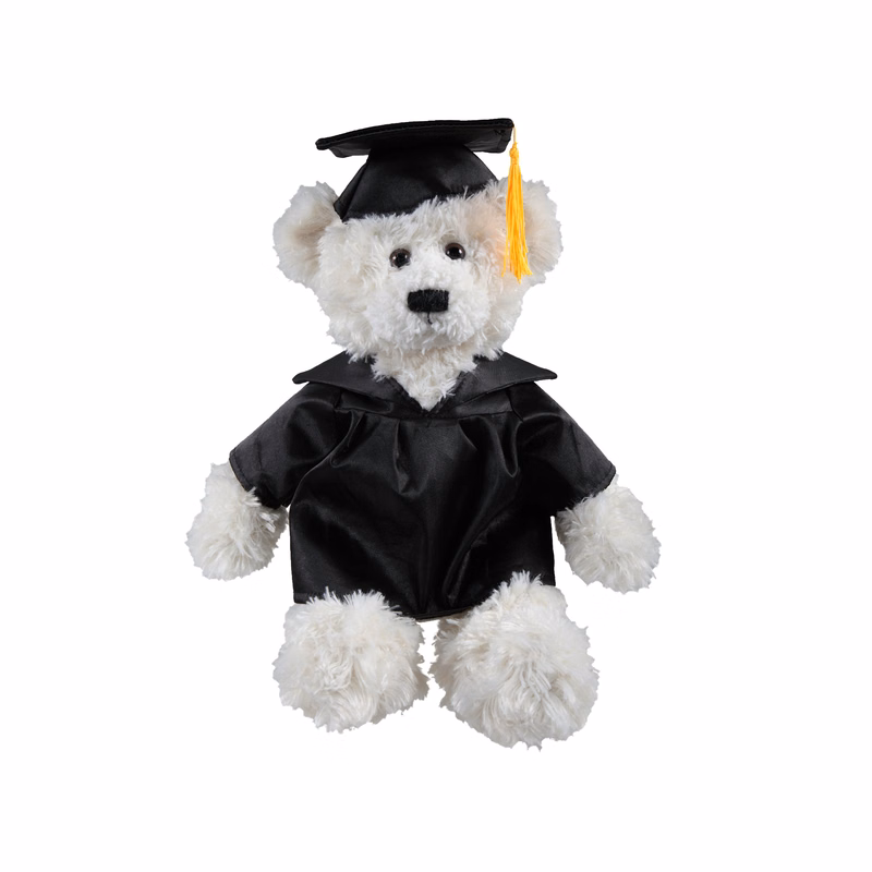 soft plush Cream Brandon Bear  with graduation cap &gown