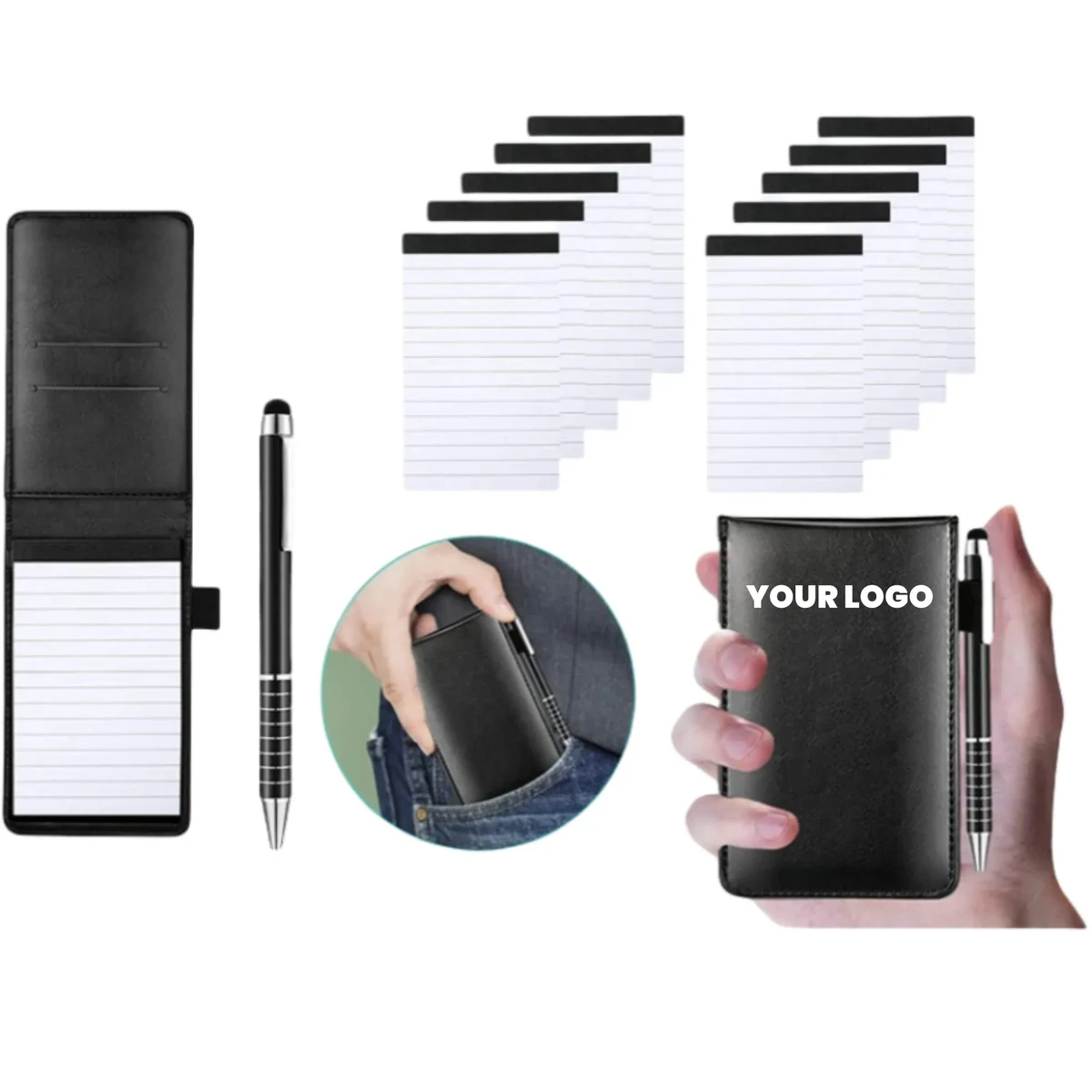 Mini Pocket Notepad Holder With Metal Pen 1