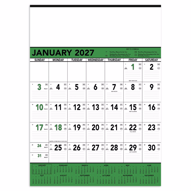 Triumph® Calendars Green & Black Contractor Memo Calendar