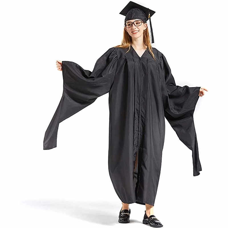 Graduation Master Cap and Gown Unisex Matte Black