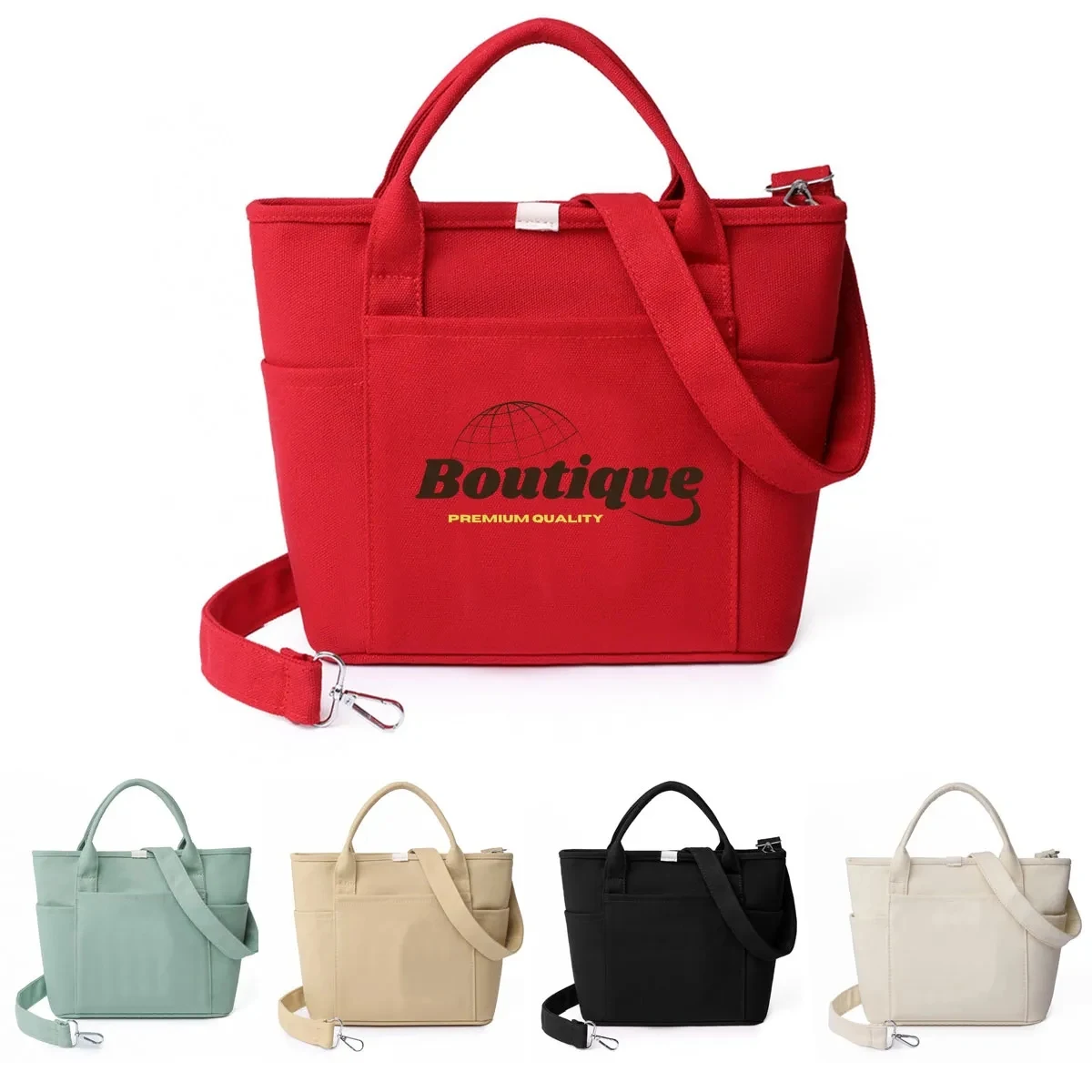 Canvas Tote Bag Women Zipper Crossbody Shoulder Satchel 1