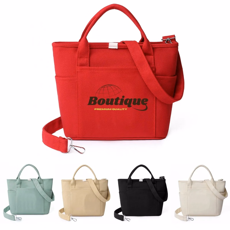 Canvas Tote Bag Women Zipper Crossbody Shoulder Satchel