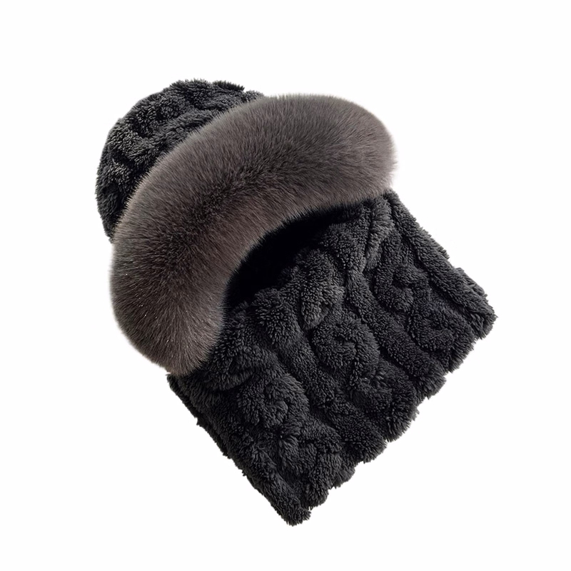 Windproof Plush Hat w/ Winter Neck Scarf Warmer