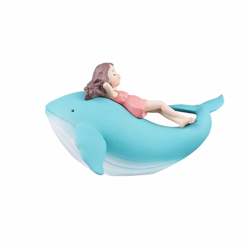 Girl And Whale Listening To The Sea