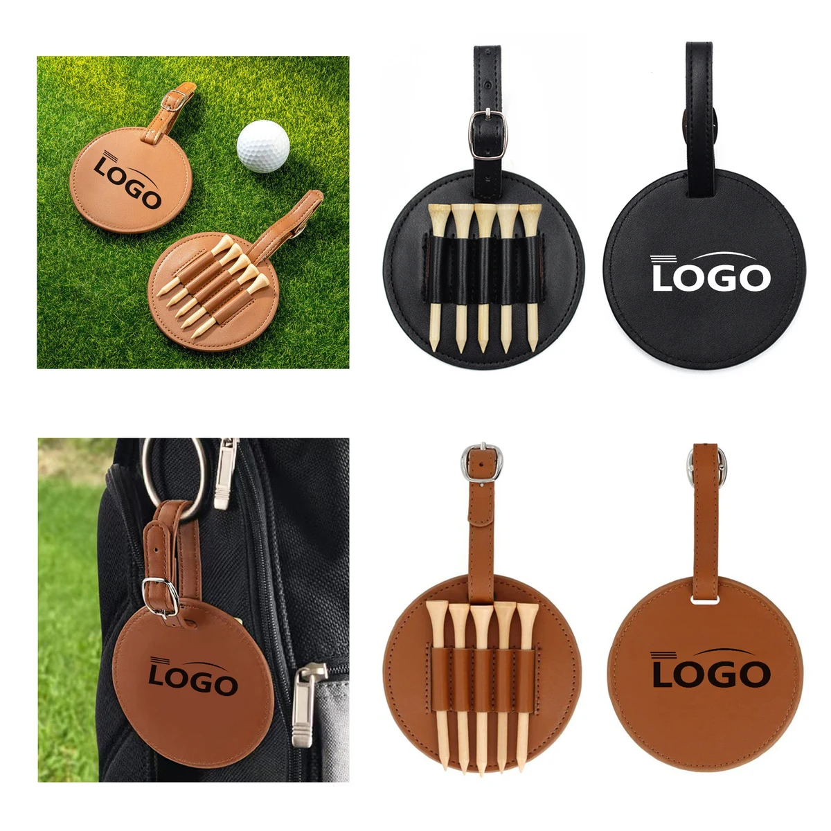 Leather Golf Tee and Ball Stand Set MOQ 50 1