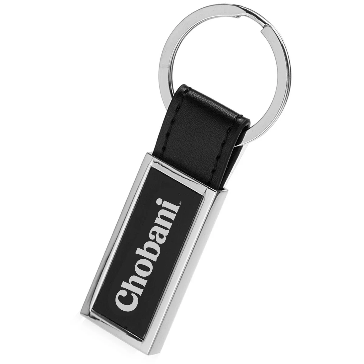 Leather & Metal Rectangular Keychains 1