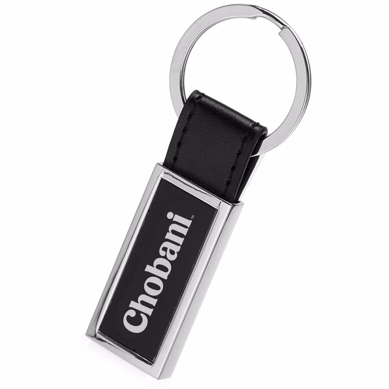 Leather & Metal Rectangular Keychains