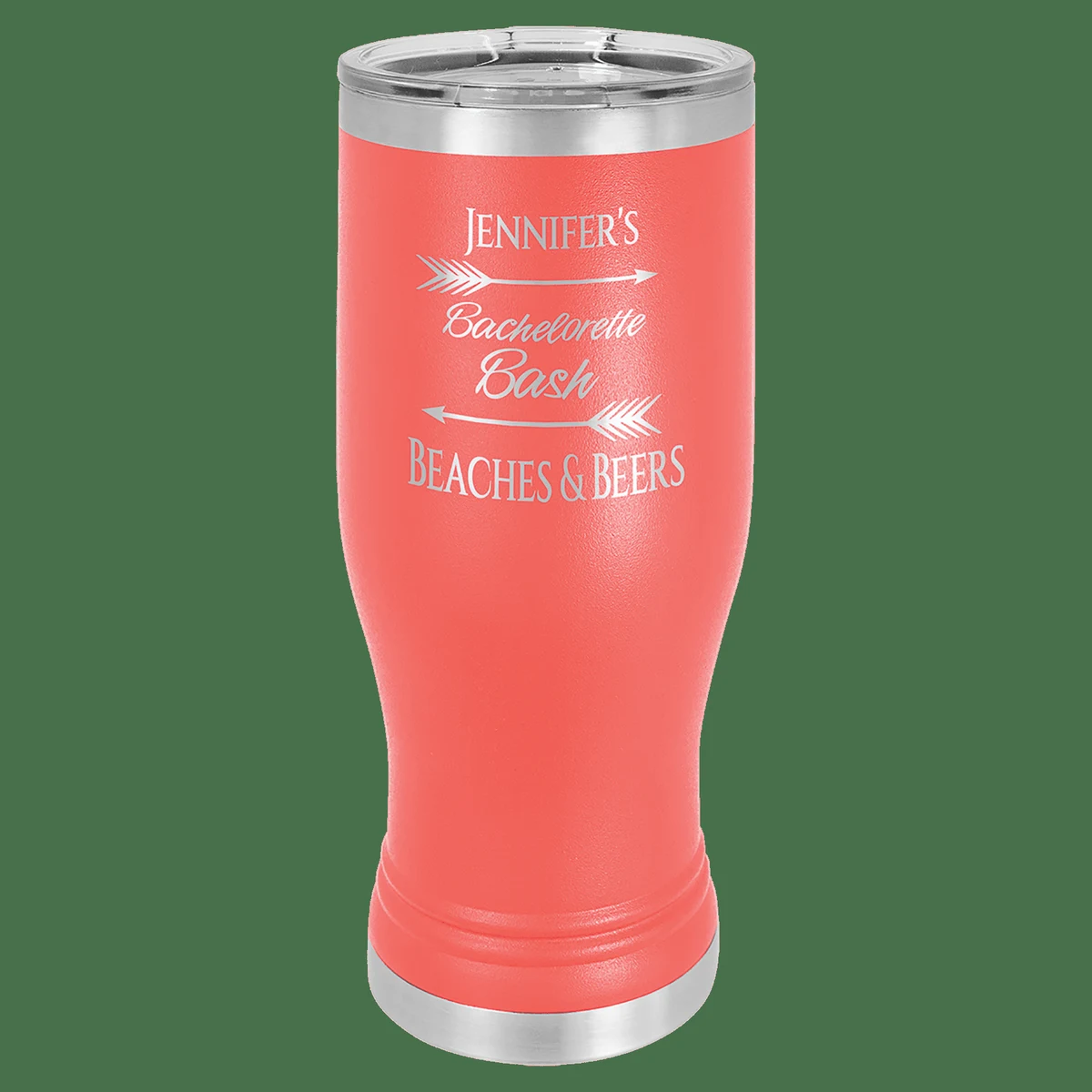 20 oz. Coral Laser Engraved Polar Camel Pilsner Tumbler w/Clear Lid 1