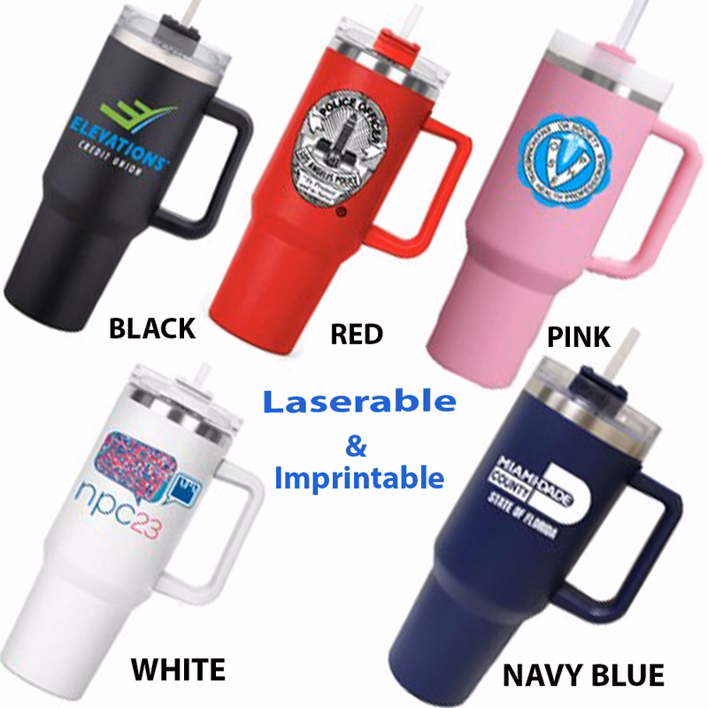 Matte 40 Oz. Stainless Steel Insulated Mug w/Straw Lid