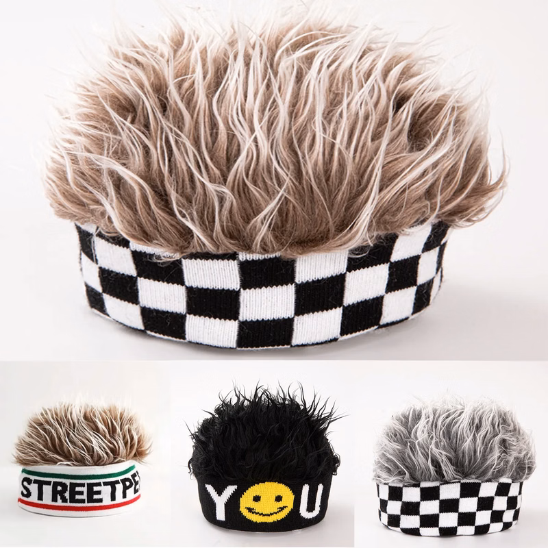 Stretch Hip Hop Hat With Wig And Headband