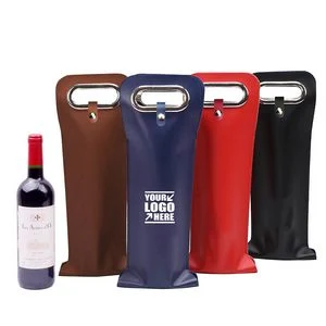 PU Leather Wine Bag With Buckle And Metal Handle 1