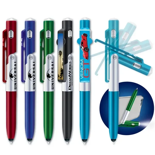 Custom 5 Inch 4-in-1 Pen Stylus Flashlight Phone Stand — Tech Professional Tool 1