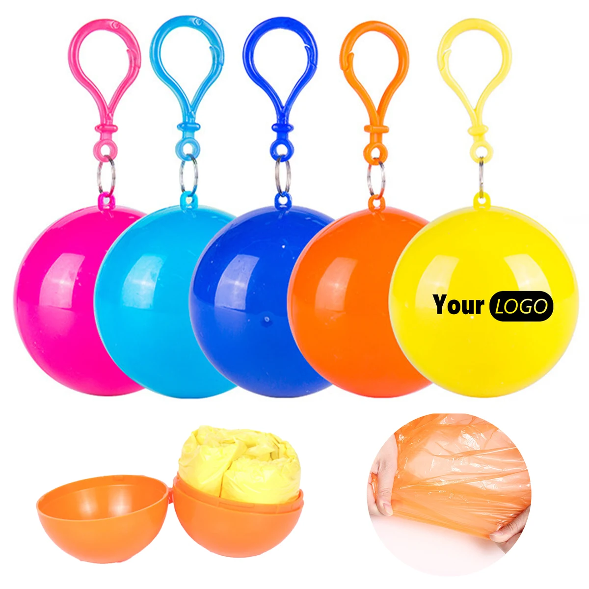 Polyethylene Keychain Ball Poncho Disposable Raincoat 1